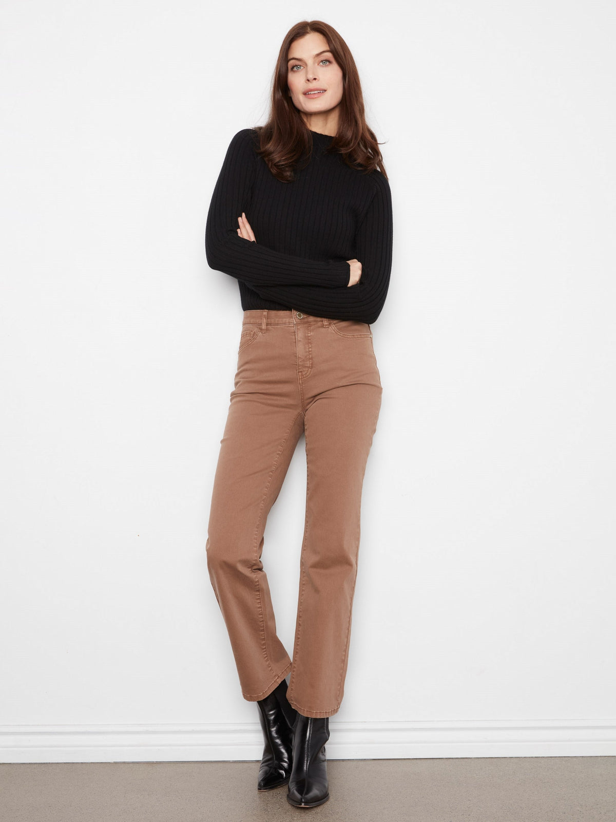 Straight Leg Twill Pants - Truffle