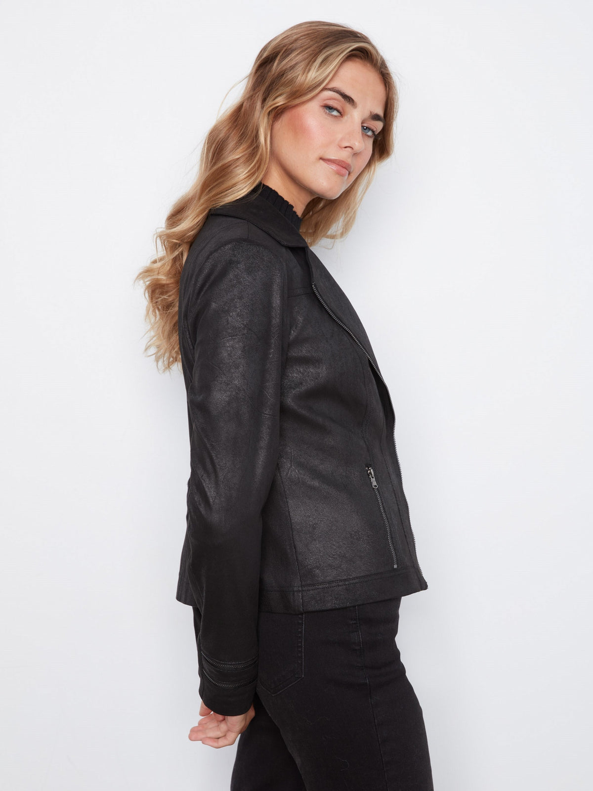 Vintage Faux Leather Jacket - Black