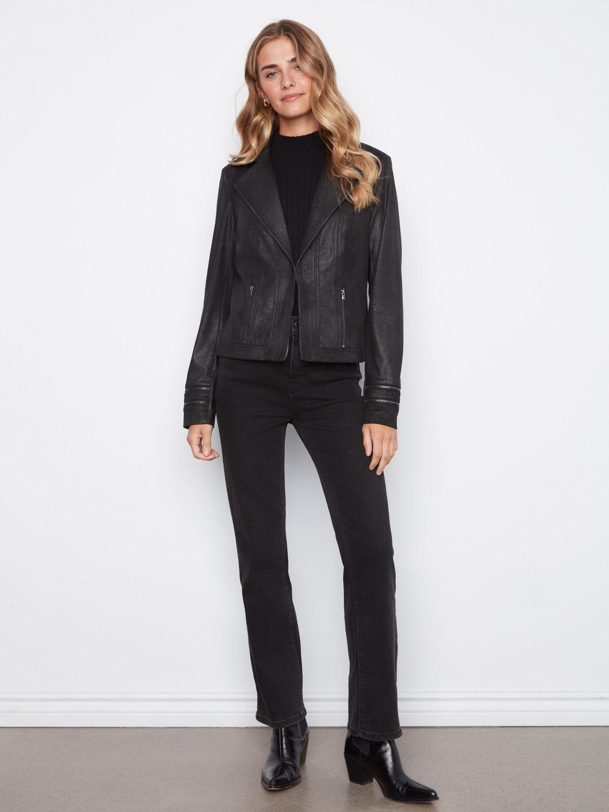 Vintage Faux Leather Jacket - Black