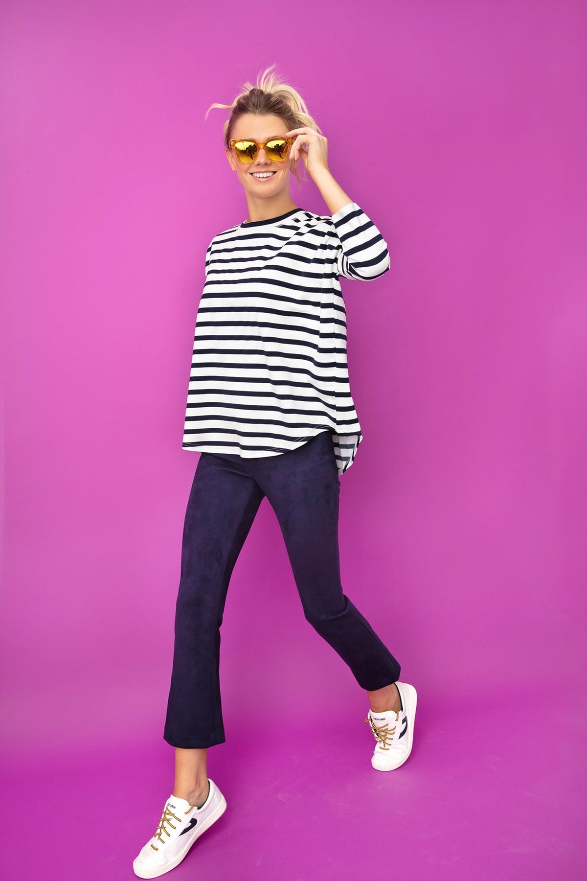 Navy and White Swing Sweatshirt