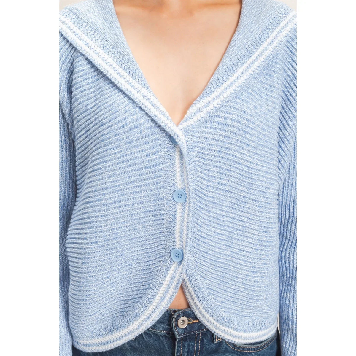 RIBBED BUTTON-UP CARDIGAN