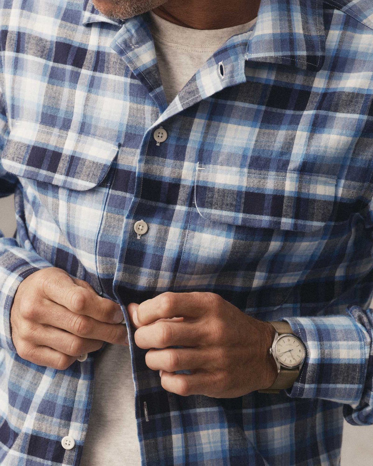 The Shore Shirt in Deepwater Check Portuguese Flannel