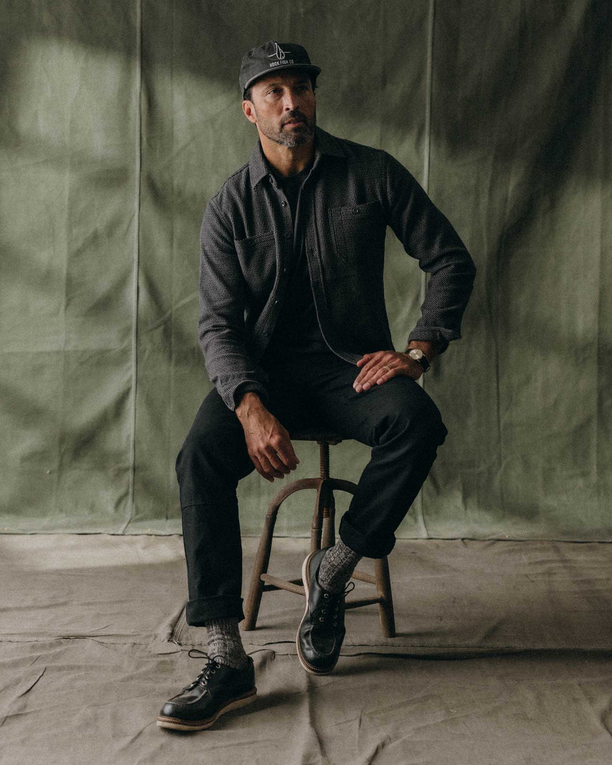 The Utility Shirt in Charcoal Sashiko