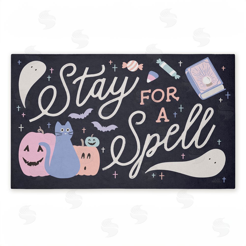 Laura Marshall | Stay for Spell Pastel 
Halloween Welcome Non-Woven Door Mat