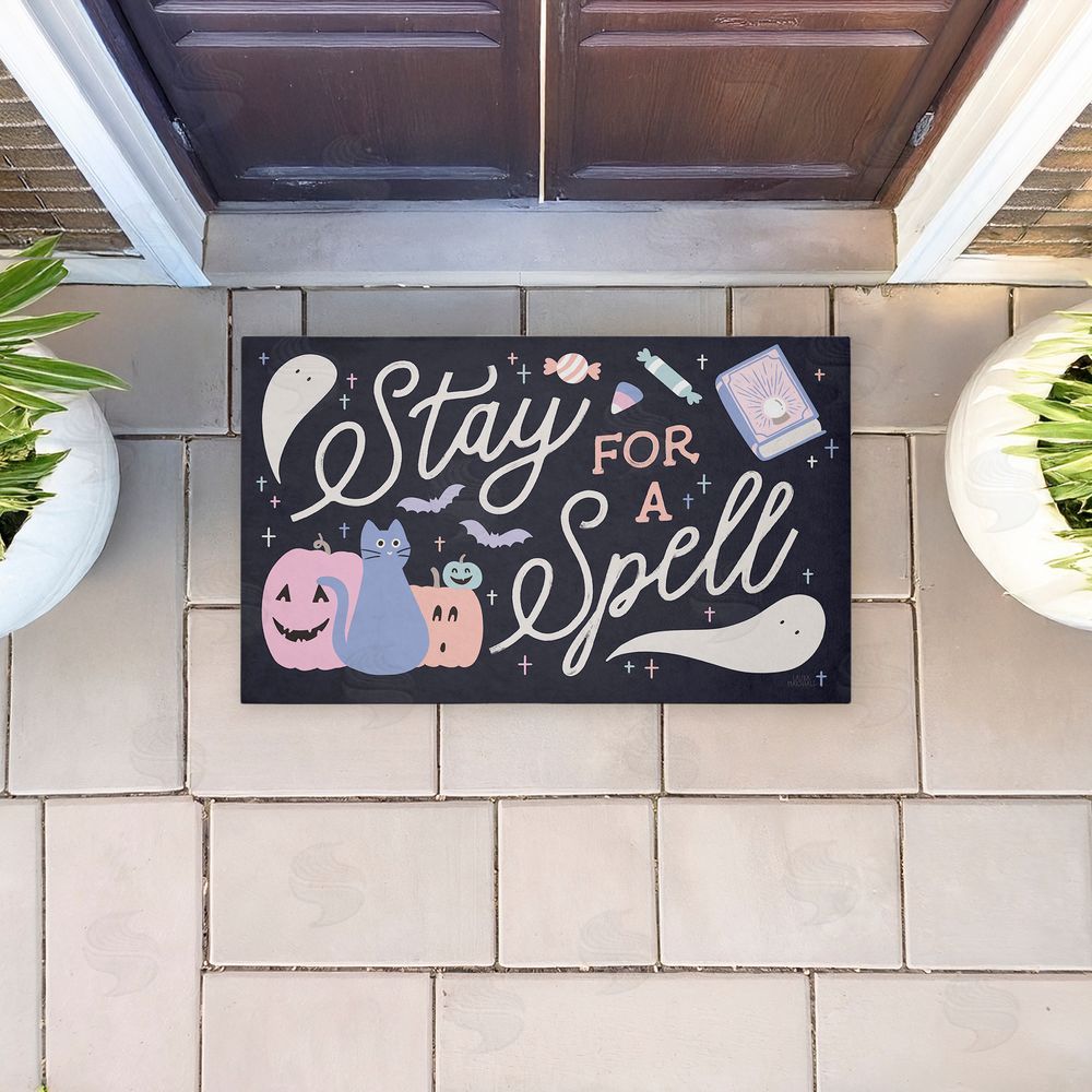 Laura Marshall | Stay for Spell Pastel 
Halloween Welcome Non-Woven Door Mat