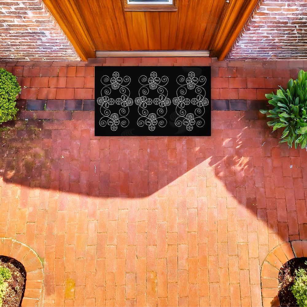 El Perkin | Symmetrical Spirals on Black Non-Woven Door Mat