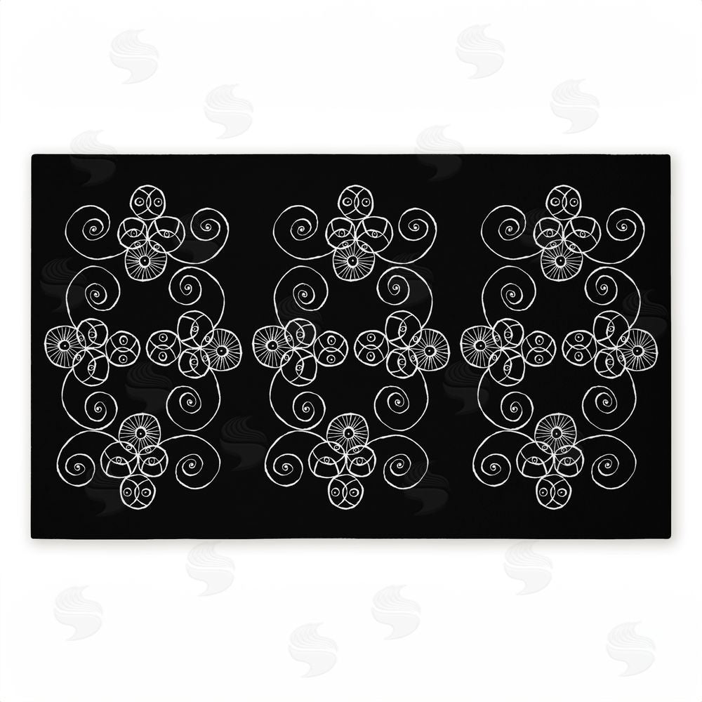 El Perkin | Symmetrical Spirals on Black Non-Woven Door Mat