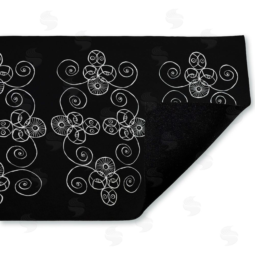 El Perkin | Symmetrical Spirals on Black Non-Woven Door Mat