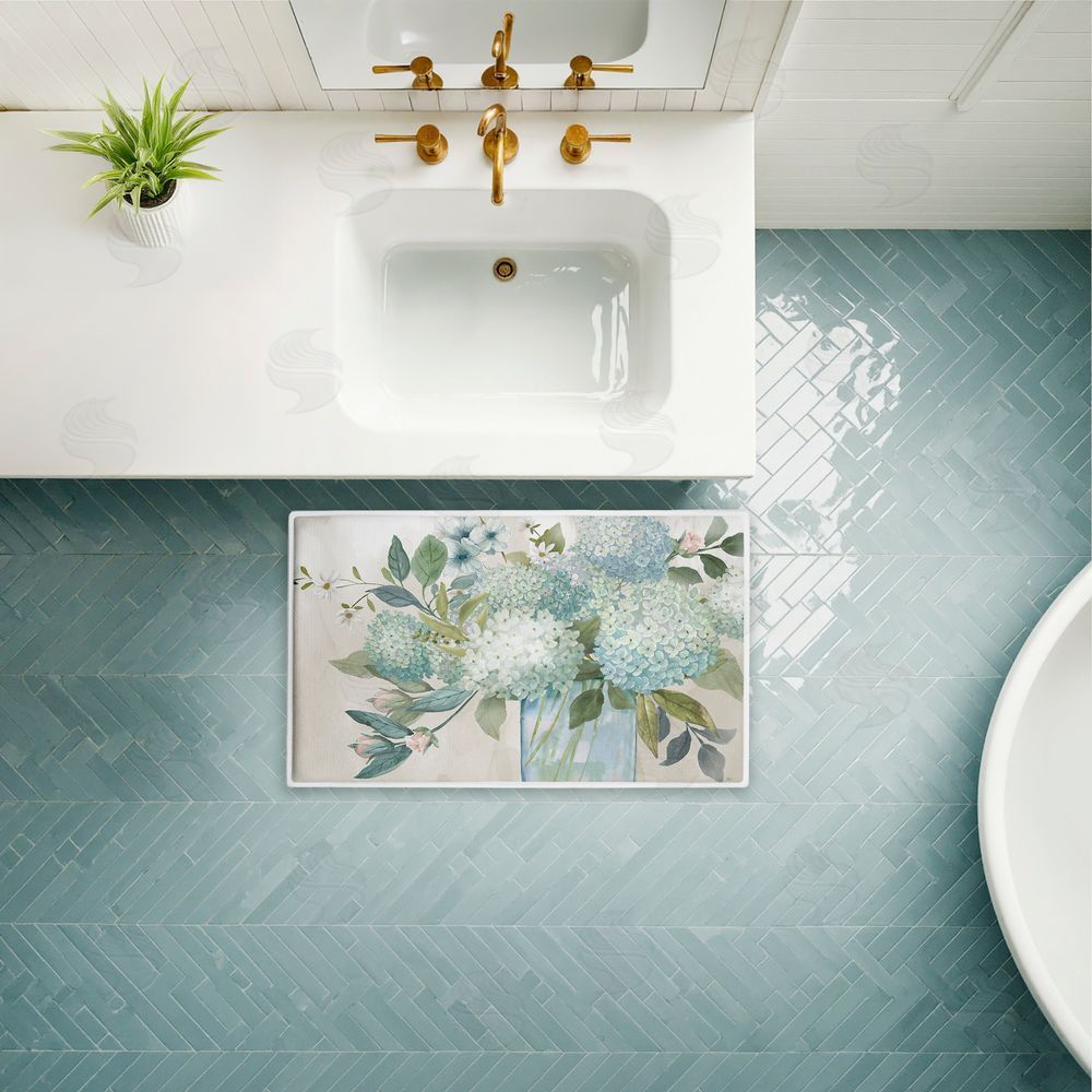 Nan | Blue Hydrangeas Galore Plush Bath Mat