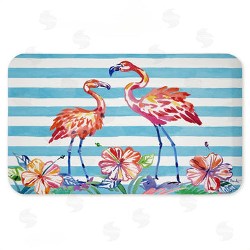 Paul Brent | Brushstroke Flamingo Stripes Anti-Fatigue Mat