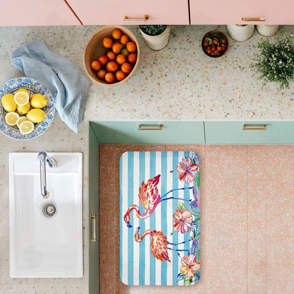 Paul Brent | Brushstroke Flamingo Stripes Anti-Fatigue Mat