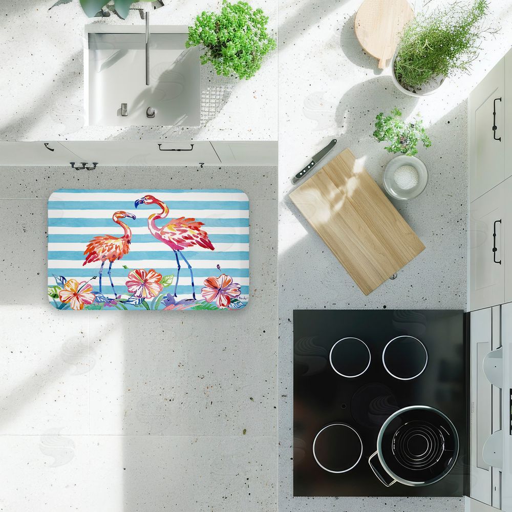 Paul Brent | Brushstroke Flamingo Stripes Anti-Fatigue Mat