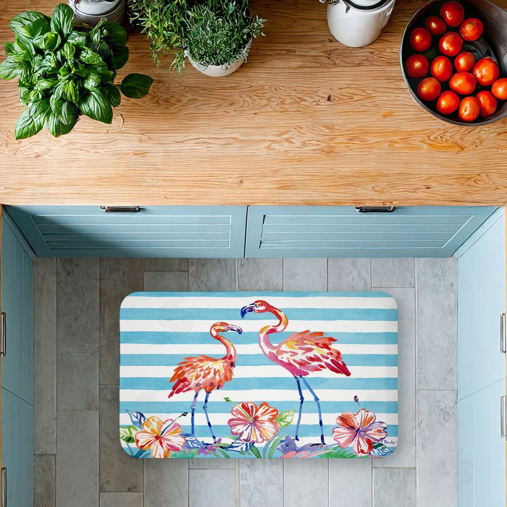 Paul Brent | Brushstroke Flamingo Stripes Anti-Fatigue Mat