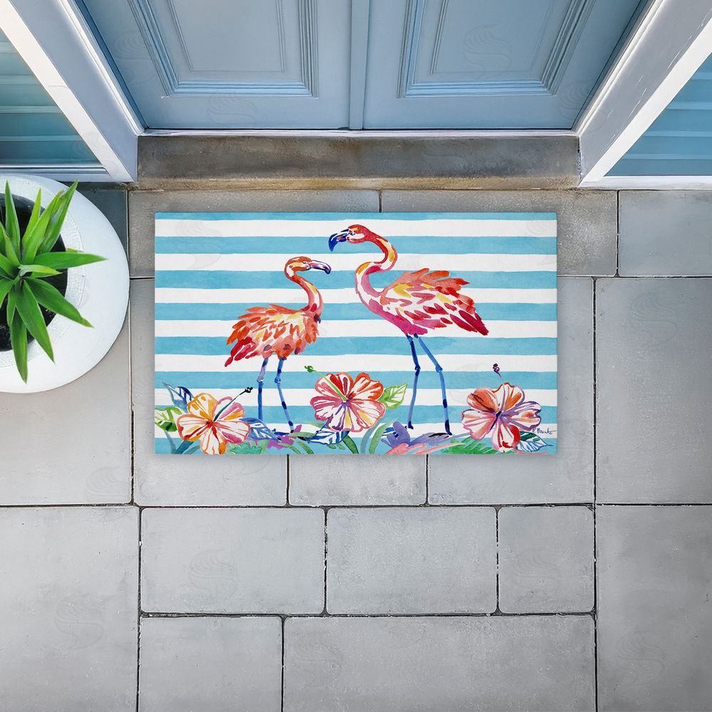 Paul Brent | Brushstroke Flamingo Stripes Non-Woven Door Mat