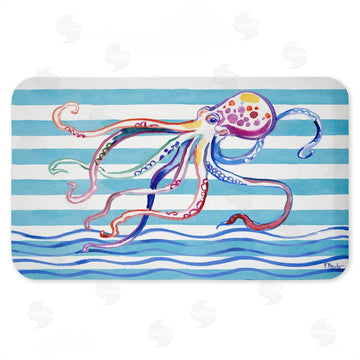 Paul Brent | Brushstroke Octopus on Stripes Anti-Fatigue Mat