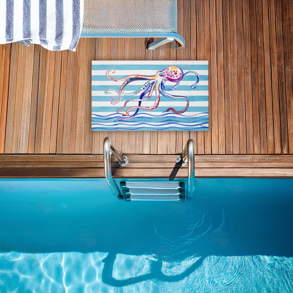 Paul Brent | Brushstroke Octopus on Stripes Non-Woven Door Mat