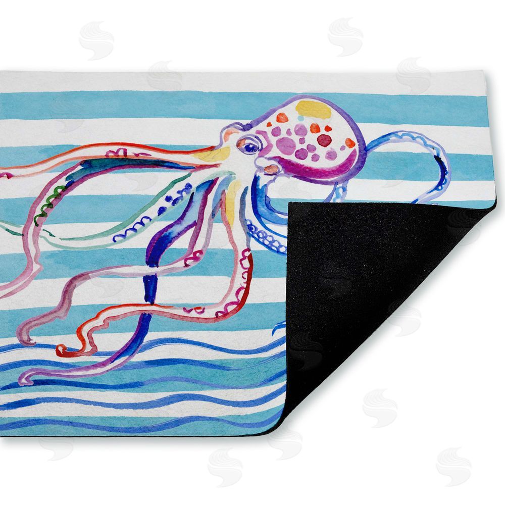 Paul Brent | Brushstroke Octopus on Stripes Non-Woven Door Mat