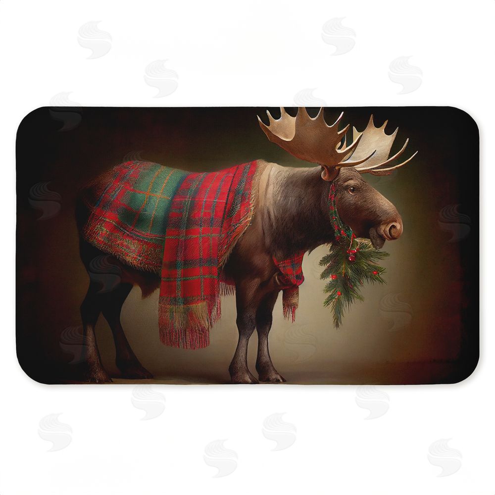 Sasha | Festive Moose with Plaid & Fir Anti-Fatigue Mat