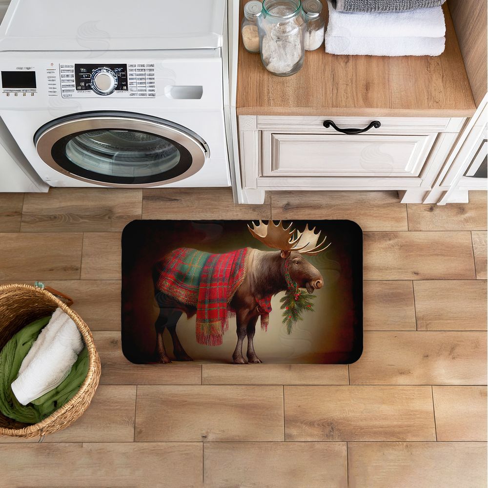 Sasha | Festive Moose with Plaid & Fir Anti-Fatigue Mat