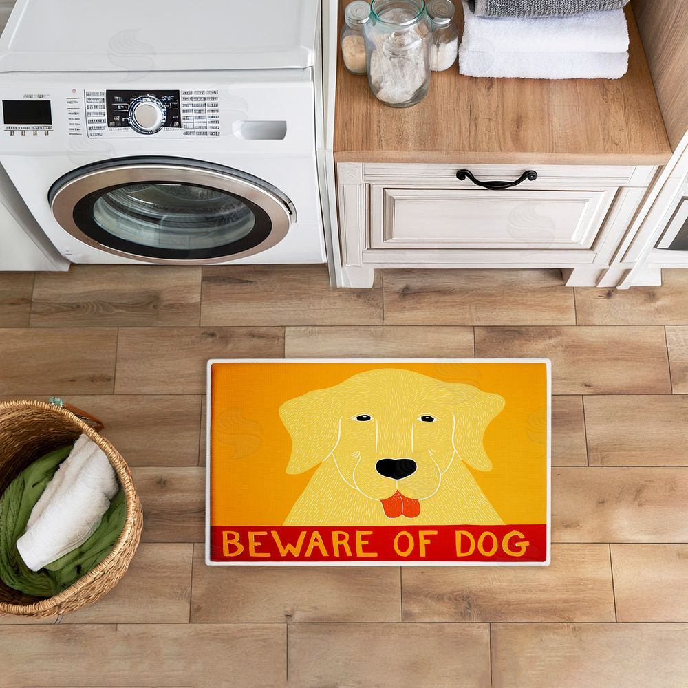 Stephen Huneck | Beware Of Dog Greeting Plush Bath Mat