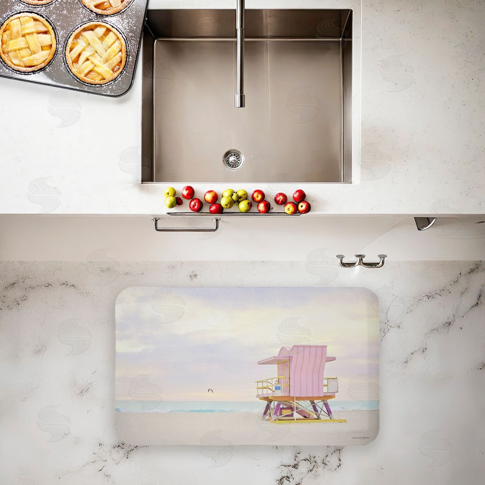 Seven Trees Design | Pink Serene Beach Hut Anti-Fatigue Mat