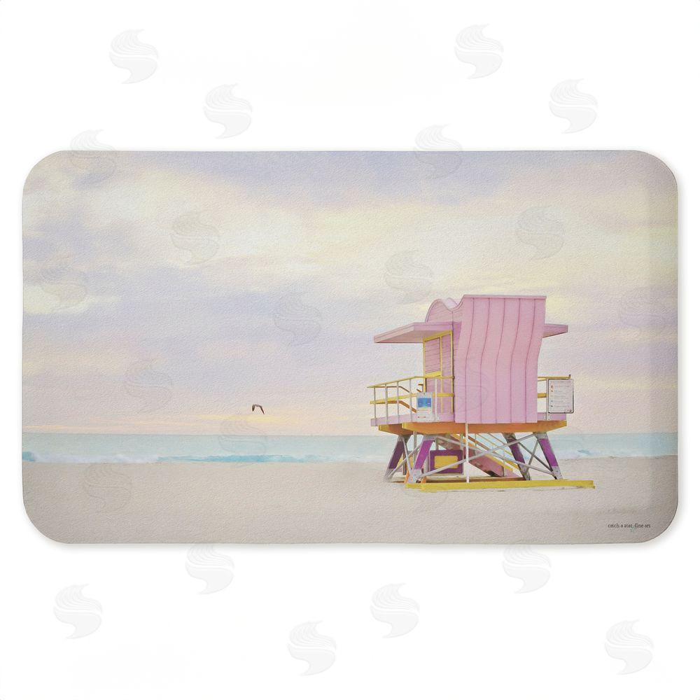 Seven Trees Design | Pink Serene Beach Hut Anti-Fatigue Mat