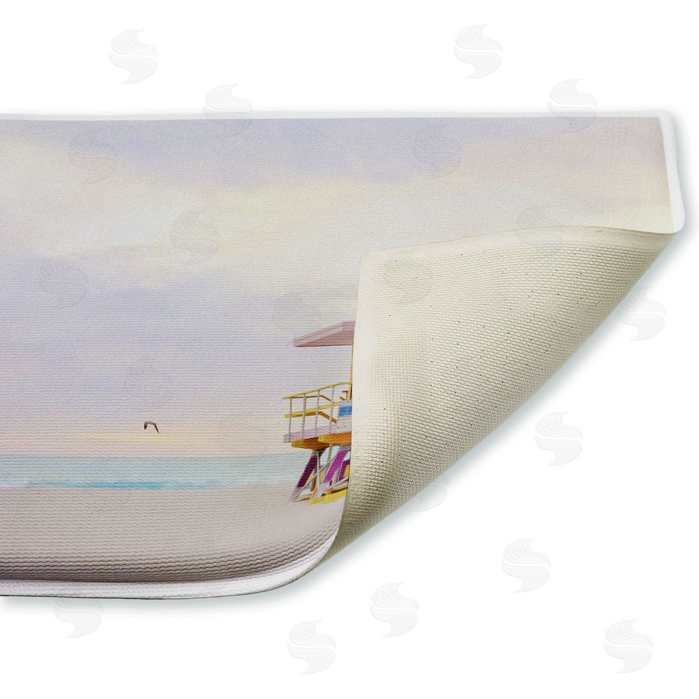 Seven Trees Design | Pink Serene Beach Hut Plush Bath Mat