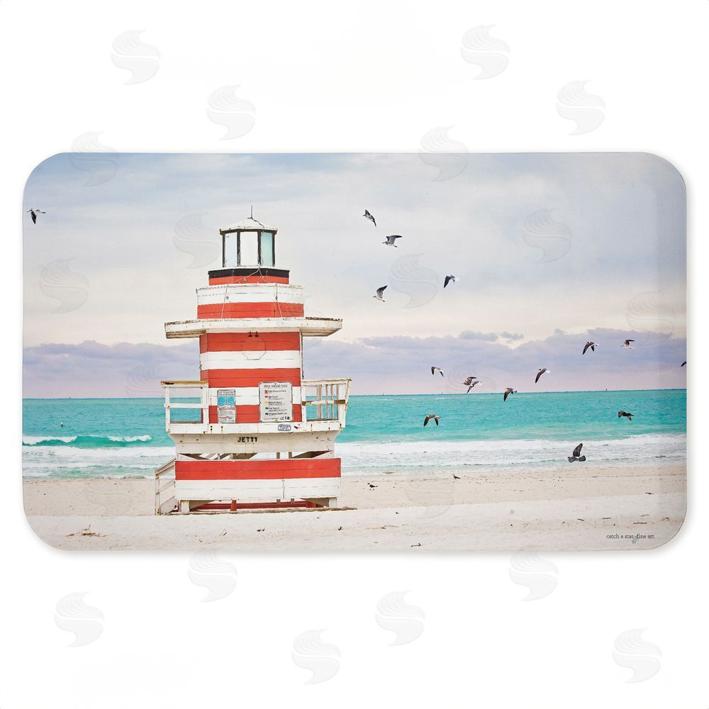 Seven Trees Design | Birds Surrounding Beach Hut Anti-Fatigue Mat