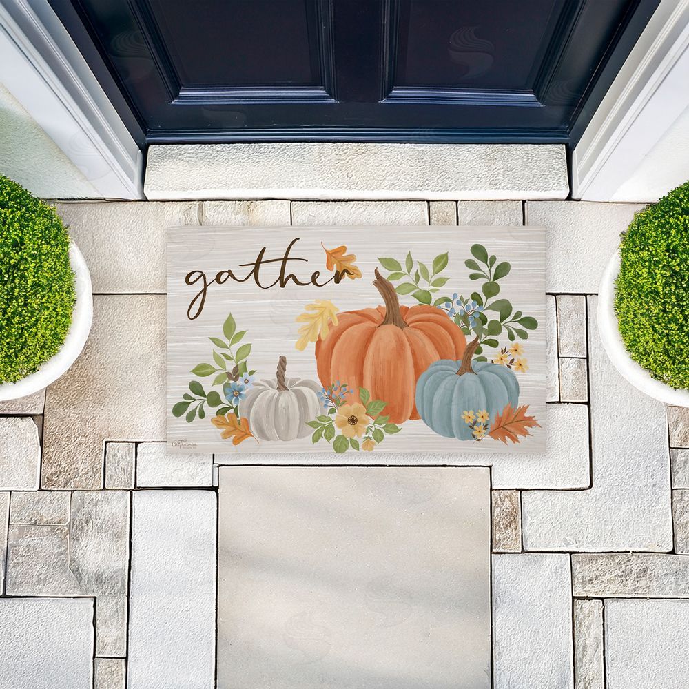 Cat Thurman Designs | Gather Welcome Autumn Pumpkins Non-Woven Door Mat