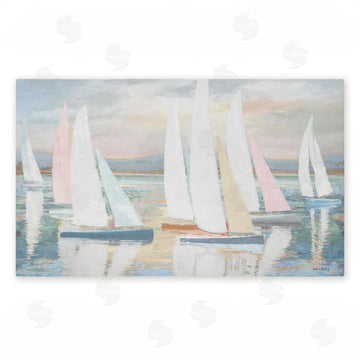 Amber Sterling | Pastel Calm Sailboats Non-Woven Door Mat