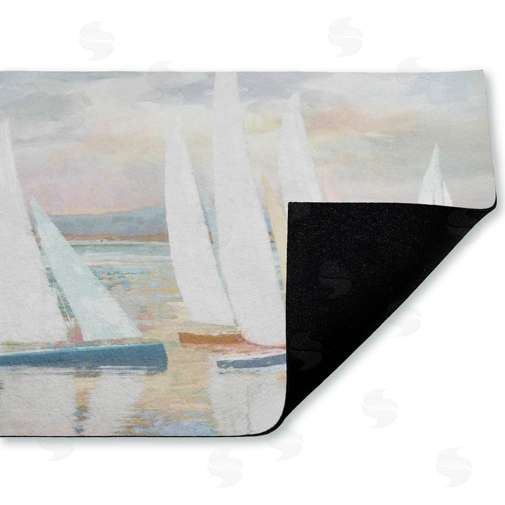 Amber Sterling | Pastel Calm Sailboats Non-Woven Door Mat