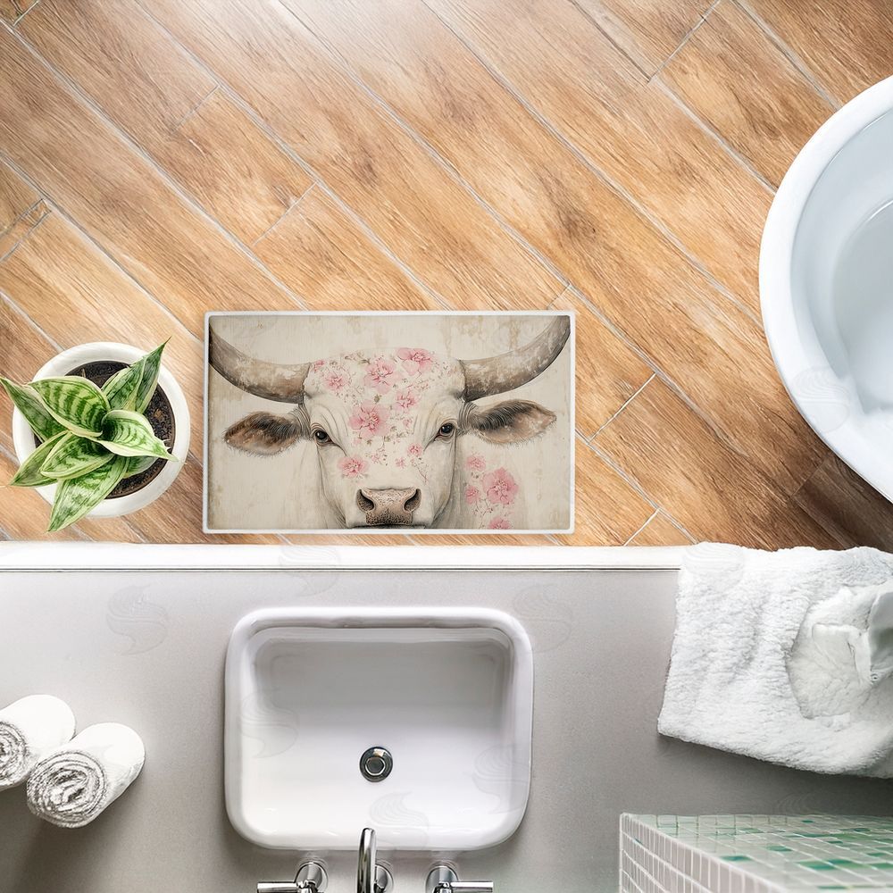 Heidi Kuntz | Floral Kissed Cow Plush Bath Mat