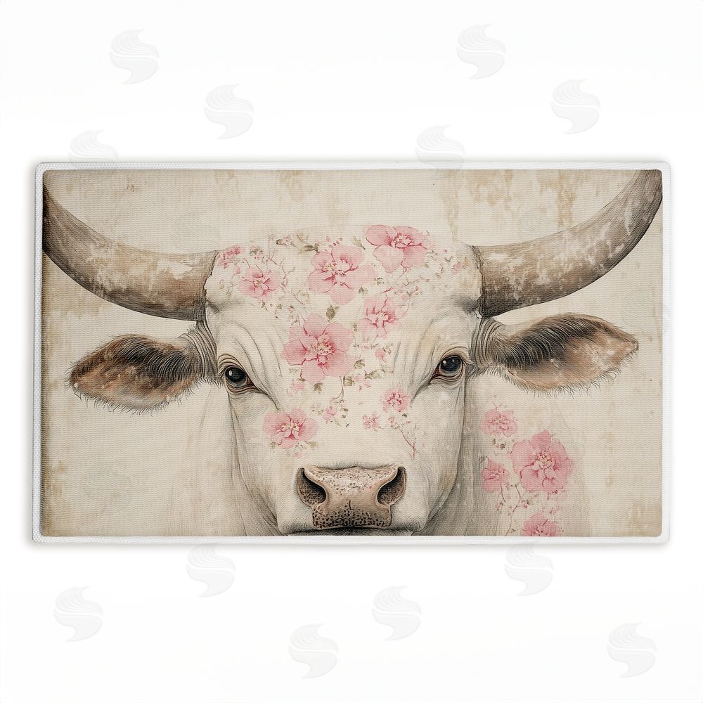 Heidi Kuntz | Floral Kissed Cow Plush Bath Mat