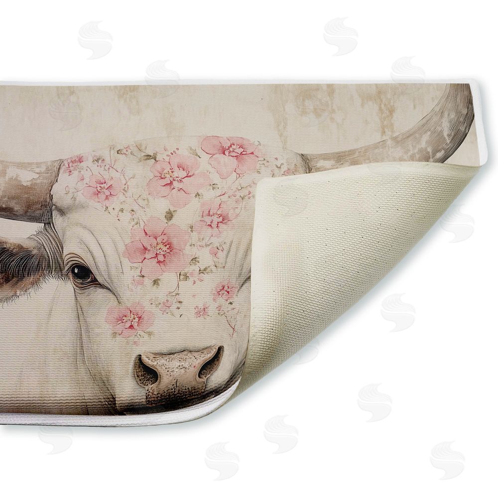 Heidi Kuntz | Floral Kissed Cow Plush Bath Mat