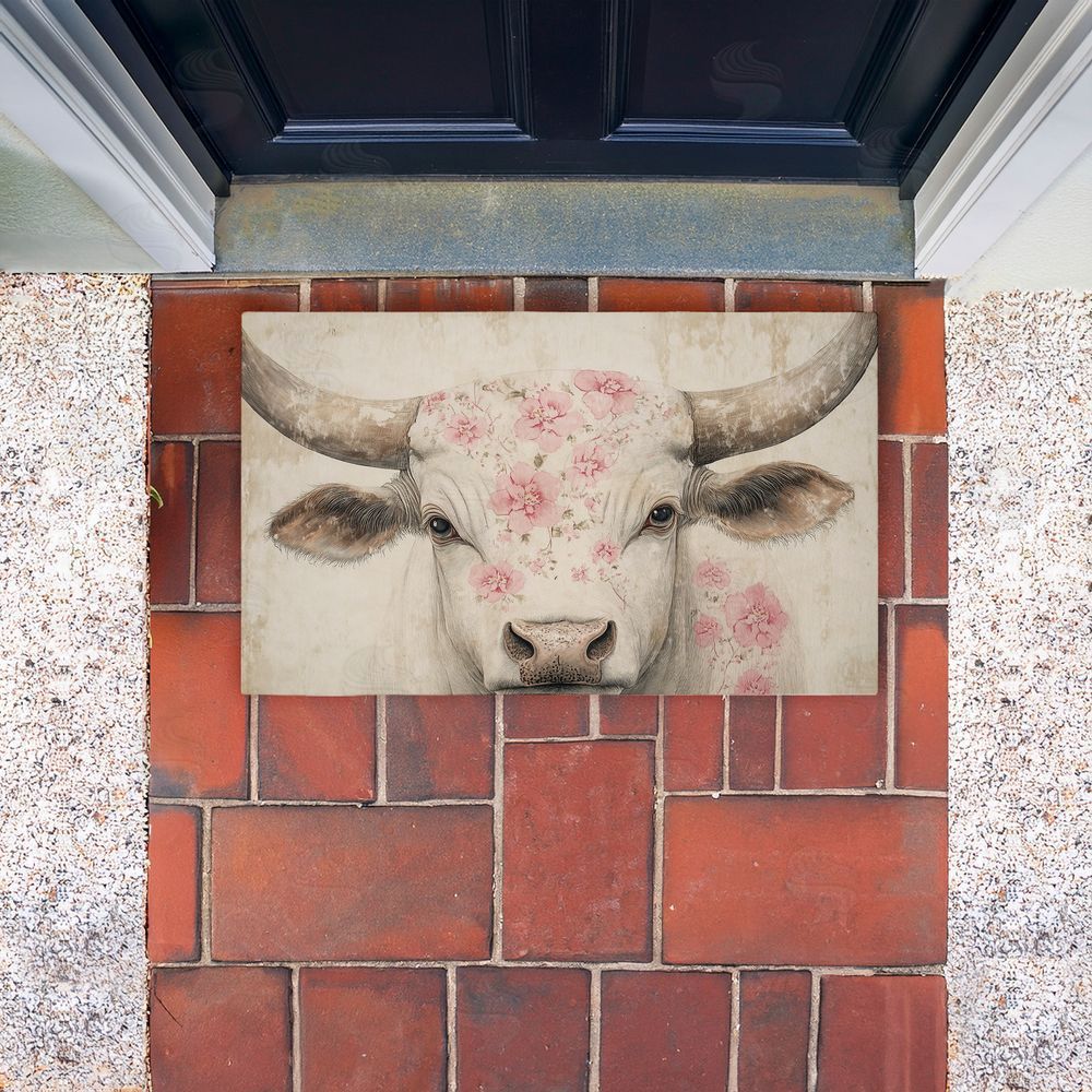 Heidi Kuntz | Floral Kissed Cow Non-Woven Door Mat