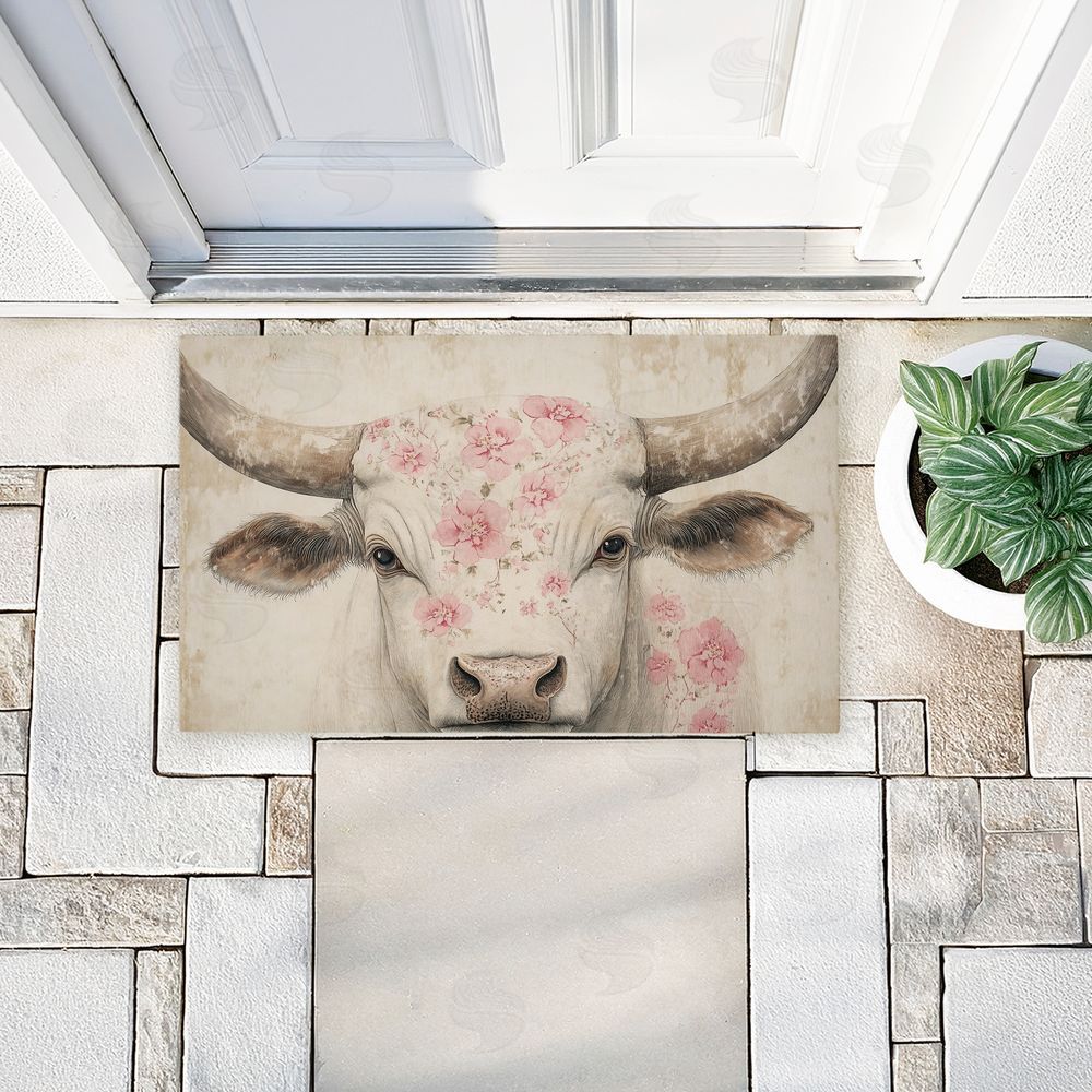 Heidi Kuntz | Floral Kissed Cow Non-Woven Door Mat