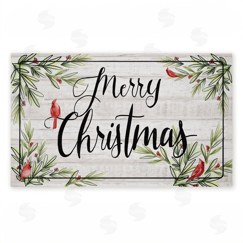 Dogwood Portfolio | Rustic Merry Christmas Cardinals Non-Woven Door Mat