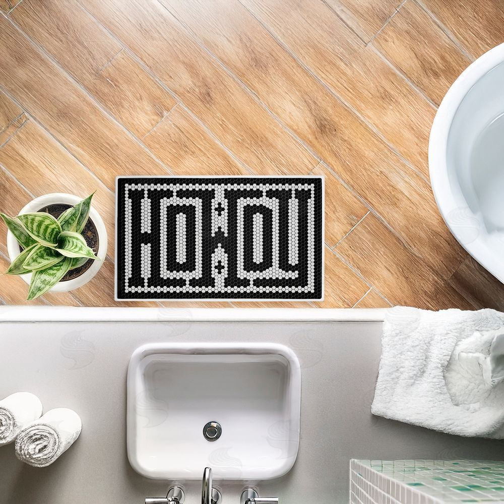 Lettered and Lined | Western Greeting Howdy Black Plush Bath Mat