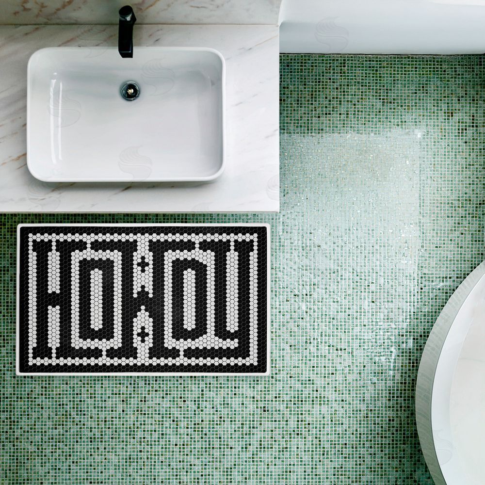 Lettered and Lined | Western Greeting Howdy Black Plush Bath Mat