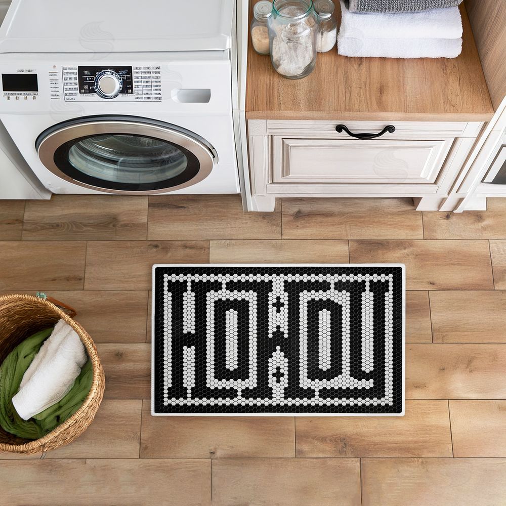 Lettered and Lined | Western Greeting Howdy Black Plush Bath Mat