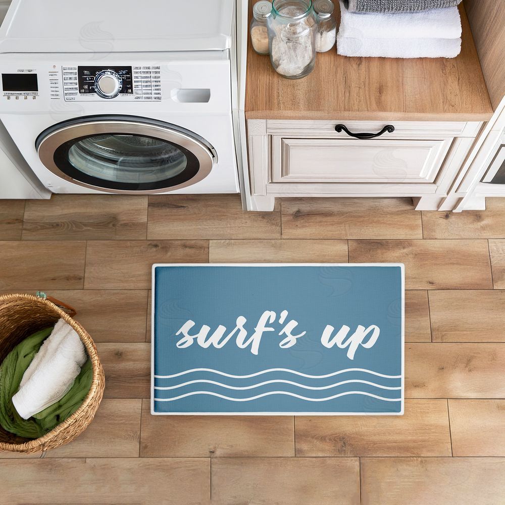 Lettered and Lined | Surf's Up over Blue Plush Bath Mat