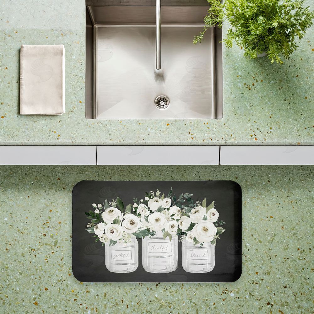 Lettered and Lined | White Roses in Country Jars Anti-Fatigue Mat