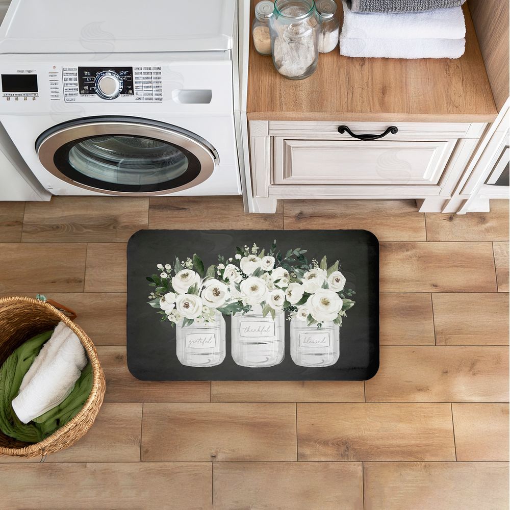 Lettered and Lined | White Roses in Country Jars Anti-Fatigue Mat