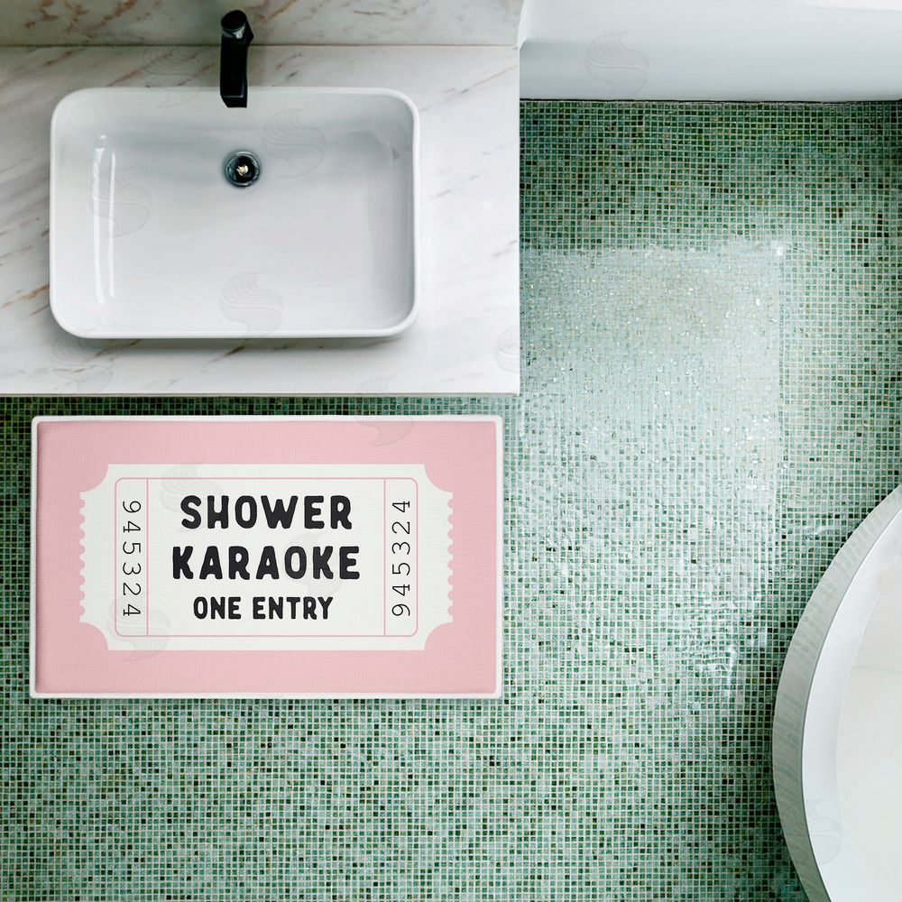 Lettered and Lined | Shower Karaoke Pink Plush Bath Mat