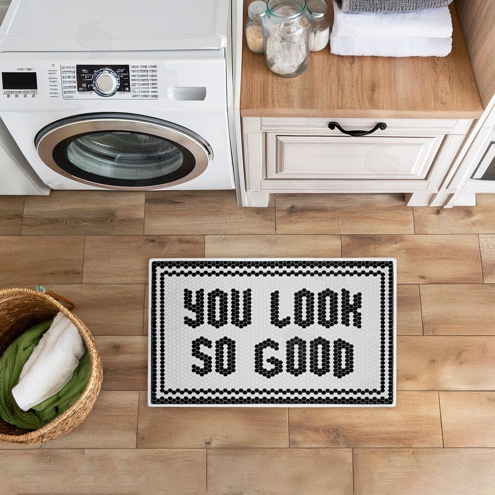 Lettered and Lined | Black You Look So Good Plush Bath Mat