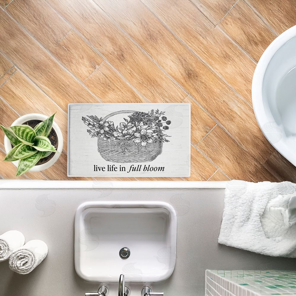 Lettered and Lined | Vintage Live Life In Full Bloom Plush Bath Mat