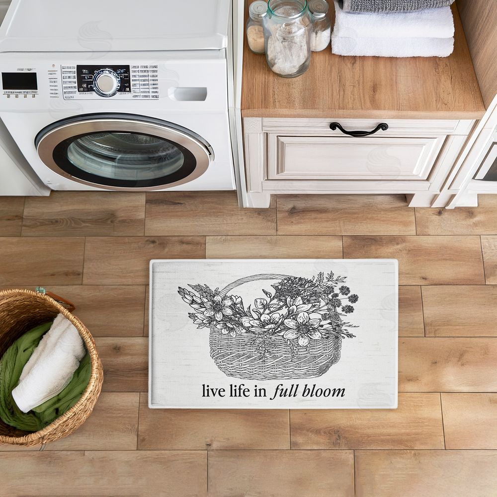 Lettered and Lined | Vintage Live Life In Full Bloom Plush Bath Mat