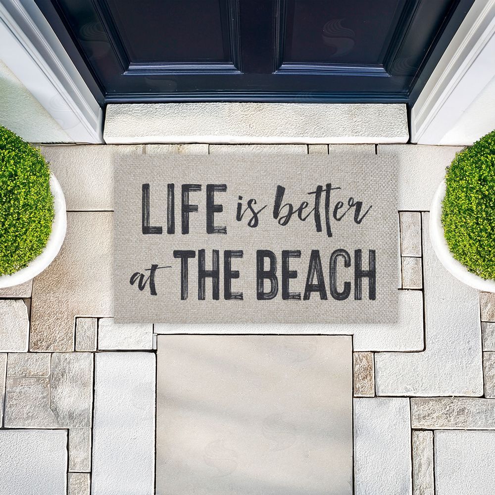 Lettered and Lined | Life Better At The Beach Faux Sisal Door Mat
