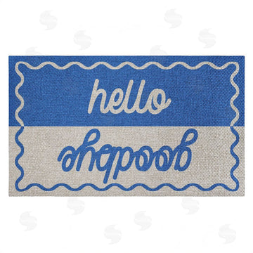 Stupell Studio | Hello Goodbye Blue & White Faux Sisal Door Mat