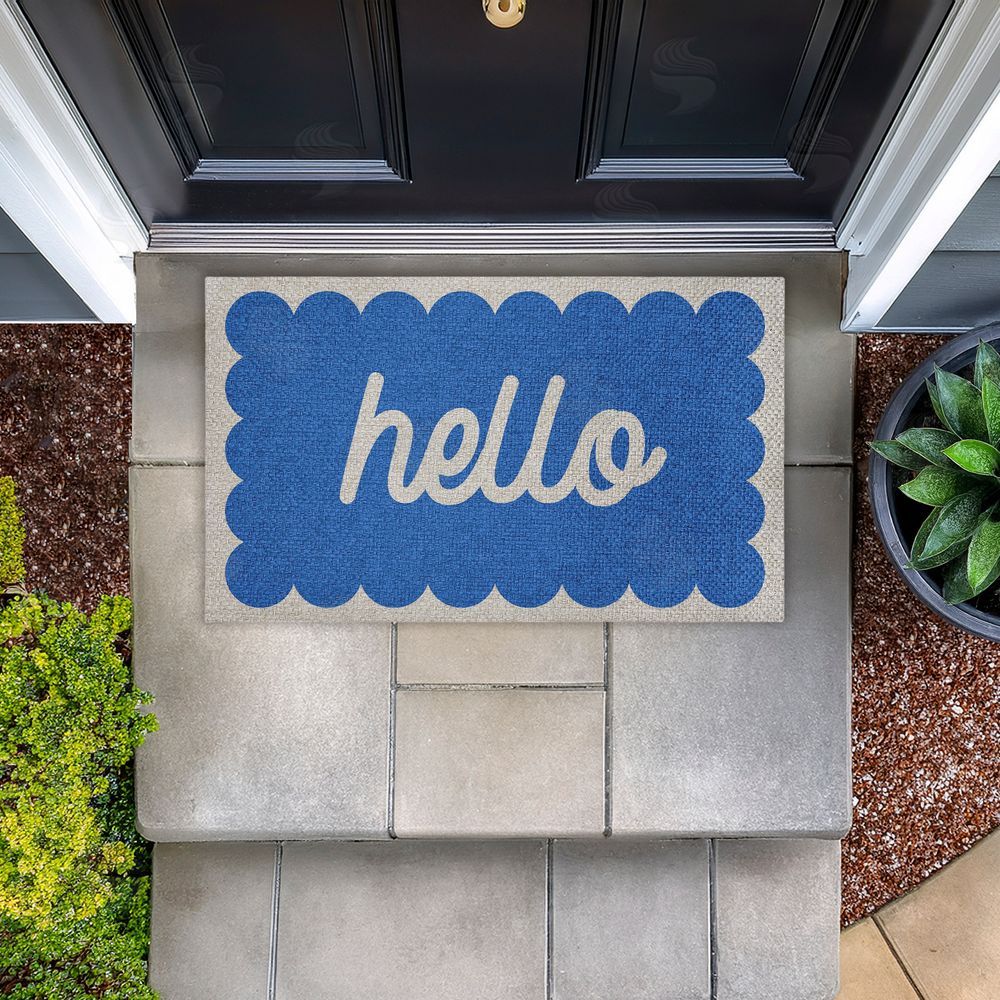 Stupell Studio | Hello Blue Greeting Faux Sisal Door Mat